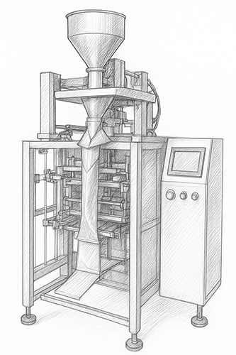Sketch of a VFFS (vertical form-fill-seal) machine